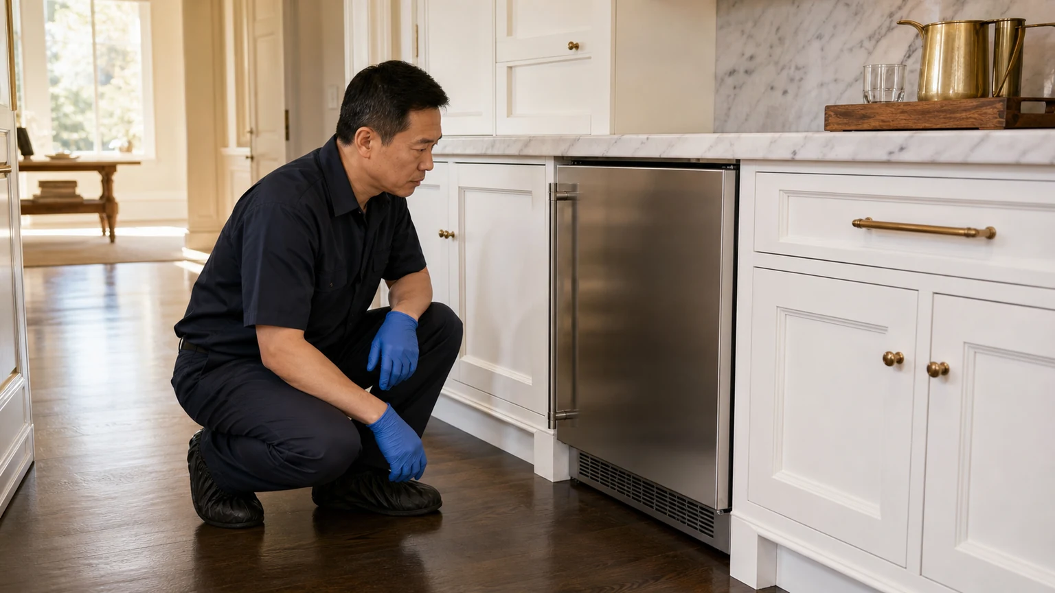 Undercounter ice maker diagnostic visit in the service area