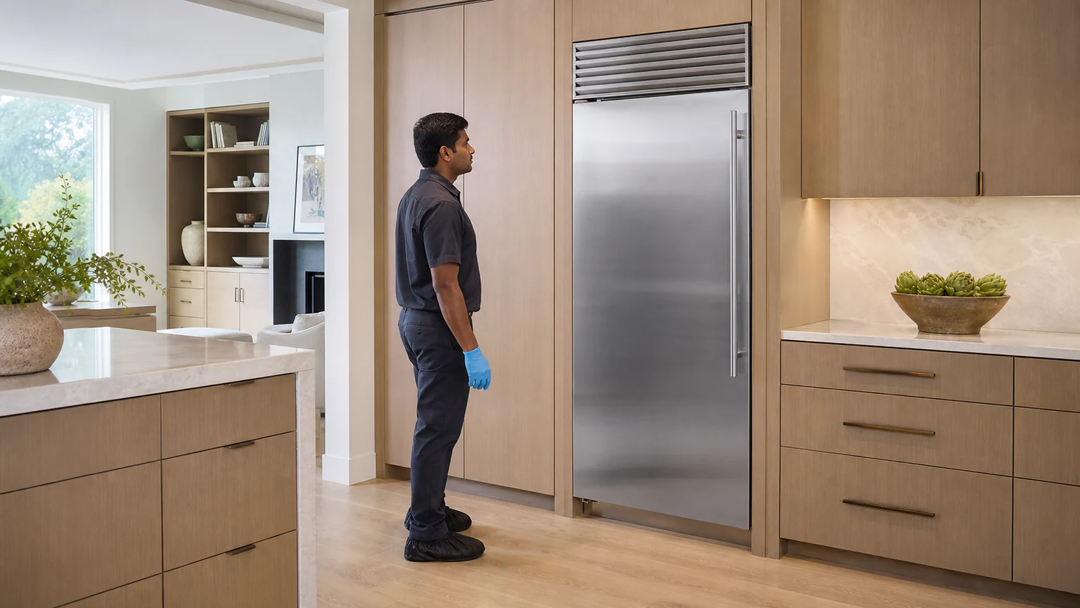 Built-in refrigerator diagnostic visit in the service area